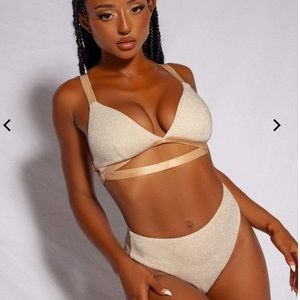 CXIX High waisted champagne sparkle bottoms